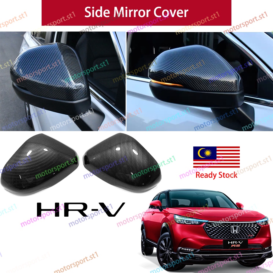 Honda HRV 2022-2024 ฝาครอบกระจกมองข้างเปียโนสีดําคาร์บอนไฟเบอร์ Sporty Design สําหรับ HRV 2022 1.5 อุปกรณ์เสริม
