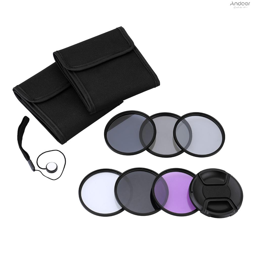 Andoer 77mm UV+CPL+FLD+ND(ND2 ND4 ND8) Photography Filter Kit Set Ultraviolet Circular-Polarizing Fl