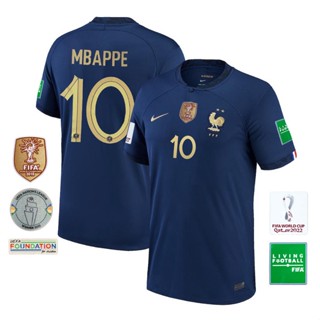 เสื้อกีฬาแขนสั้น ลายทีมชาติฝรั่งเศส 22 23 Player version World Cup ชุดเหย้า S-2XL เพิ่มชื่อ และตัวเลขได้