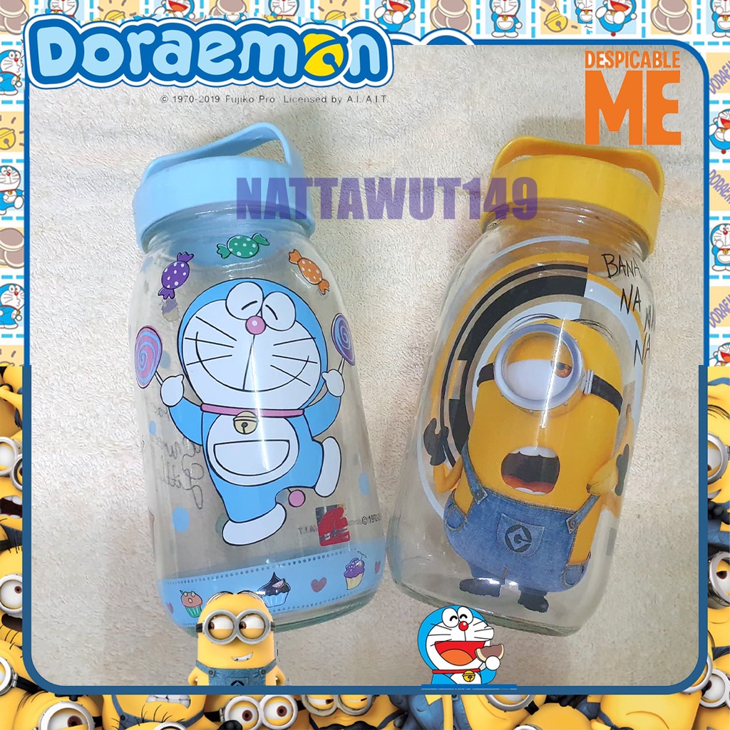ขวดโหลแก้วมีหู โดเรม่อน  มินเนี่ยน ถูกลิขสิทธิ์