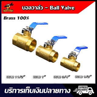 Ball Valve บอลวาล์ว ทองเหลือง ขนาด 1-1/2" 1" 3/4" 1/2" สำหรับระบบท่อประปาและเกษตร (Ball Spring Swing Check Valve)