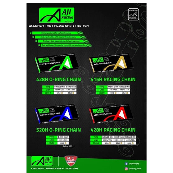 AJI โซ่ 415H 428H 520H 415ORING CHAIN 428ORING CHAIN GOLD CHAIN HEAVYDUTY