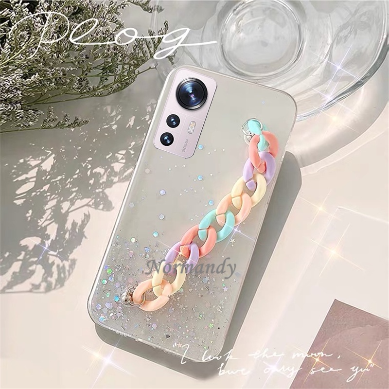 เคสโทรศัพท์ New Fashion Casing for Xiaomi Mi 12T Pro 12 Lite Pro POCO M5 M5S M4 C40 Redmi 10A 10 5G 4G Sequins Sparkling Clear Phone Case with Rainbow Bracelet TPU Transparet Soft Back Case เคส #6