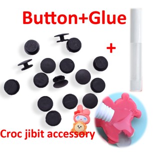 ชุดเครื่องประดับ กระดุมพลาสติก รูป Jibits สีดํา สําหรับตกแต่งรองเท้า Croc DIY