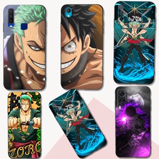 เคสโทรศัพท์มือถือ ซิลิโคนนิ่ม Tpu ลายอะนิเมะวันพีซ Roronoa Zoro สีดํา สําหรับ vivo Y33S Y33T Y21E Y21G Y21S Y21A Y21 2021 T1X 4G