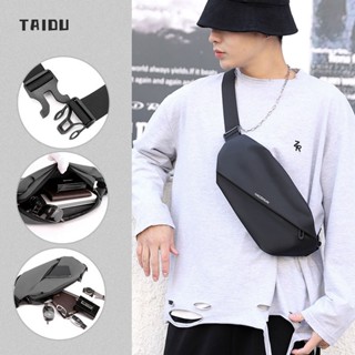 TAIDU กระเป๋าคาดอก สะพายข้างผู้ชายแบบใหม่ หน้าอกกระเป๋าใส่โทรศัพท์มือถือสำหรับวิ่งกลางแจ้ง สะพายข้างความจุขนาดใหญ่อเนกประ