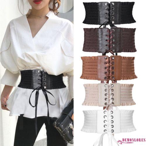 Demonlores-ผู้หญิงยืดหยุ่นแถบกว้างพิเศษ,ปรับรัดตัวbowknot Tieเข็มขัด,เอวสูงเข็มขัดหน้าท้องบาง