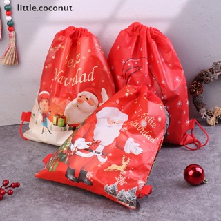 [little.coconut] กระเป๋าเป้สะพายหลัง ผ้าไม่ทอ ลายซานตาคลอส สําหรับเดินทาง