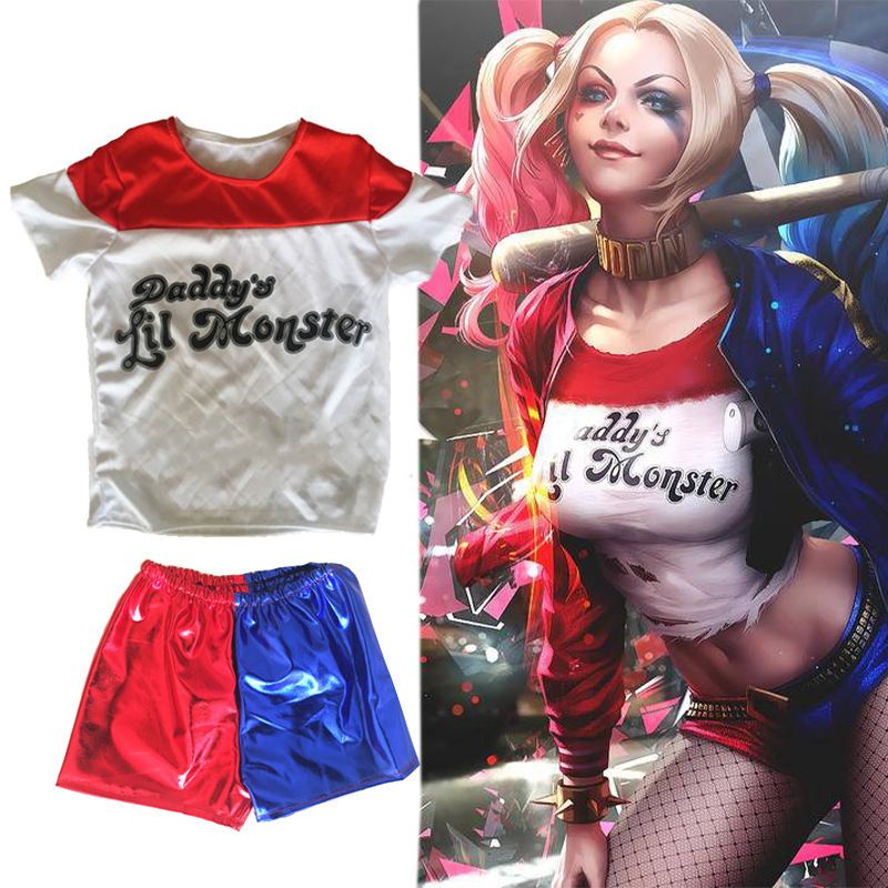 Premium Suicide Quality Squad Harley Quinn ชุดคอสเพลย์ที่สมบูรณ์แบบสําหรับบทบาทเล่นงานปาร์ตี้ธีมและ