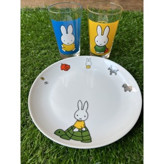 Miffy เซทกระเบื้องพร้อมแก้วน้ำ 2 ใบ ของใหม่ ลิขสิทธิ์แท้ญี่ปุ่น