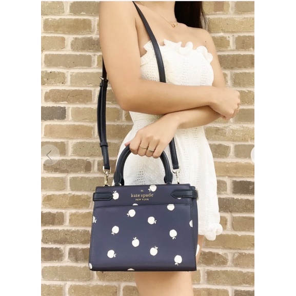 Kate Spade Staci Small Leather Satchel Crossbody Orchard Toss Blazer