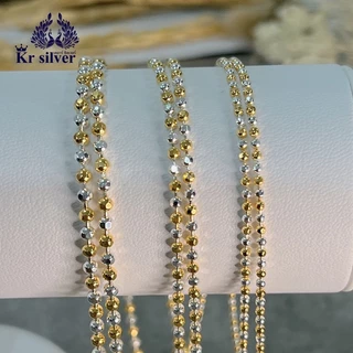 Kr silver [เงินแท้มีใบรับประกัน] สร้อยคอเงินแท้สองกษัตริย์ ขนาด 2 มิล 2.5 มิล 3 มิล/ ลายบอลตัด | N2K