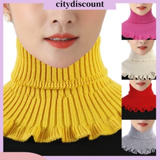 &lt;citydiscount&gt;  ผ้าพันคอถักนุ่มสําหรับฤดูหนาวลายเมืองห่วงห่วงสตรี