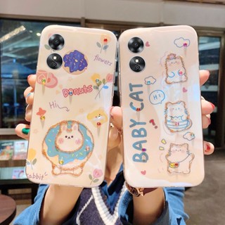 เคสโทรศัพท์ OPPO A17 2022 Glitter Crystal Glitter Cute Cat Decoration Donut Rabbit SoftCase OPPO A17 Glitter Casing