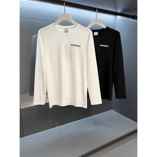 Burberrys ใหม่ เสื้อกันหนาวลําลอง แขนยาว พิมพ์ลายตัวอักษร โลโก้ แฟชั่นสําหรับผู้ชาย