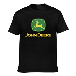 มาแรง เสื้อยืดลําลอง แขนสั้น พิมพ์ลาย John Deere สีเขียว สไตล์ตะวันตก สําหรับผู้ชาย