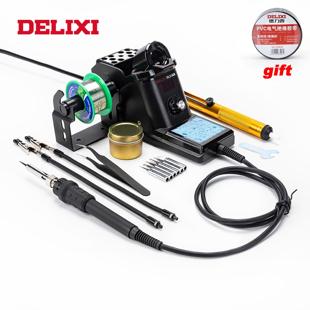 DELIXI Adjustable Temperature 60w LED Digital Soldering Station  with Electric Iron Tip Phone PCB IC SMD BGA Rework Weld