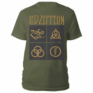 Tmgts1 {พร้อมส่ง เสื้อยืดแขนสั้นลําลอง ผ้าฝ้าย พิมพ์ลายสัญลักษณ์ Led Zeppelin Gold พลัสไซซ์ ของขวัญวันเกิด สําหรับผู้ชาย