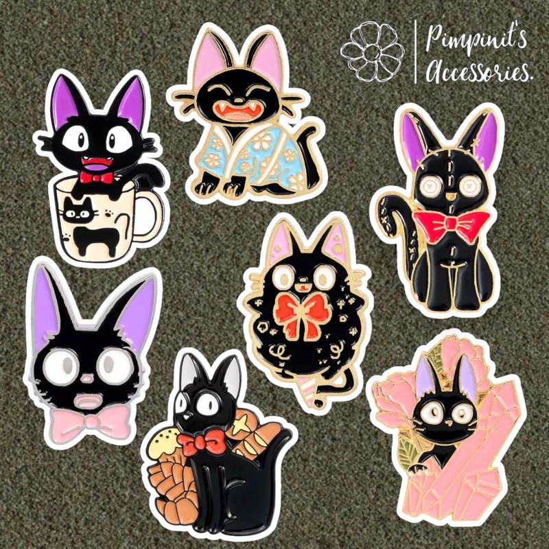 ʕ •ᴥ•ʔ พร้อมส่ง : เข็มกลัดเซ็ทแมวดำจิจิ จากแม่มดน้อยกิกิ | JIJI - Kiki's Delivery Service (Ghibli) Enamel Brooch Pin