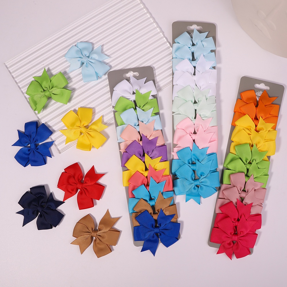 กิ๊บติดผม ริบบิ้นโบว์ สีพื้น สําหรับเด็กผู้หญิง 10 ชิ้น/ชุด