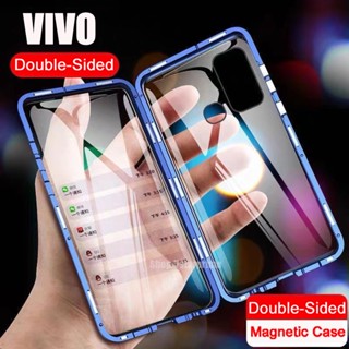 Vivo Y36 5G V27 Y16 Y22s Y35 V25 Pro T1 5G T1x V23 V23e Y33T Y76 Y15s Y21T/Y33s/Y21 X70 Pro V21 Y52/Y72 V21 Y12A/Y12s/Y20s/Y20sG V20 Pro Y31 X50 Pro V17 V19 Y30/Y50 V17 Pro Y19 Y11 Y12/Y17/Y15 2020 กระจกนิรภัยแม่เหล็ก เคสโทรศัพท์มือถือแบบประกบสําหรับ