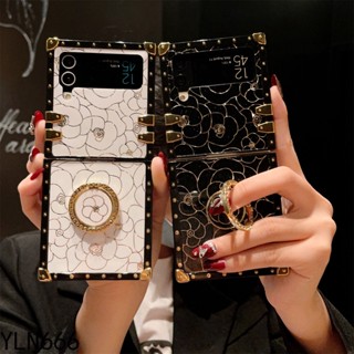 เคสโทรศัพท์มือถือ ทรงสี่เหลี่ยม ป้องกันรอยขีดข่วน หรูหรา พับได้ สําหรับ Samsung Galaxy Z Flip3 5G Z Flip4 5G