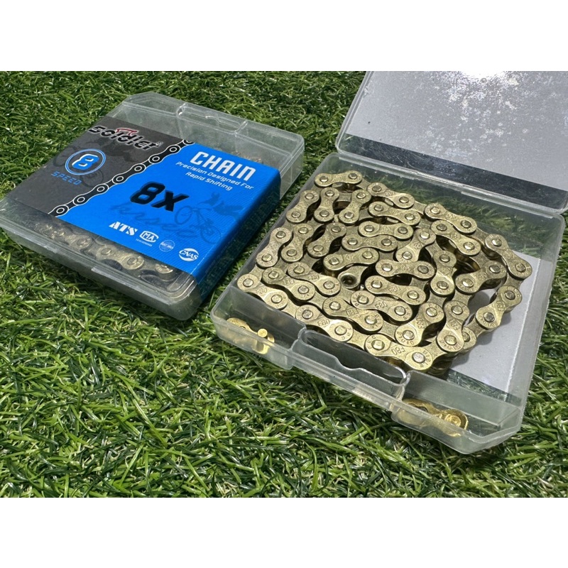 โซ่ทอง SOLDIER 116 ข้อ พร้อมข้อต่อโซ่ปลดเร็ว (โซ่สีทอง) 6/7/8S/9S/10S/11S - รูปที่ 2