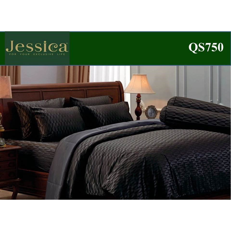 QS750 : Jessica  ชุดเครื่องนอนเจสซิก้า แจ็คการ์ด ซิลค์ชายน์  ผ้าปูที่นอนขนาด  6 ฟุต ไม่รวมผ้านวม (เพิ่มปลอกหมอนข้าง 1ใบ)
