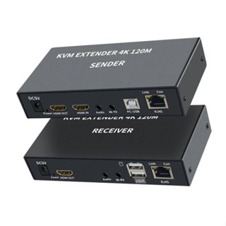 4k HDMI USB KVM Extender 120M Over Cat6 KVM Extender HDMI to RJ45 Over Lan Network HDMI KVM Extender พร้อม USB สําหรับเมาส์ คีย์บอร์ด