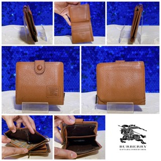 👝: BURBERRY Brown Leather Short Wallet Vintage แท้💯%