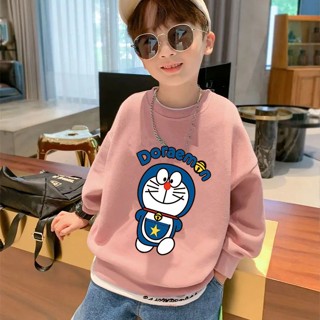 ✨ พร้อมส่ง เสื้อยืดกันหนาว แขนยาว ผ้าฝ้าย ทรงหลวม ลายการ์ตูนโดราเอมอน มิกกี้เมาส์ แฟชั่นฤดูใบไม้ร่วง สําหรับเด็กผู้ชาย อายุ 1-5 ปี