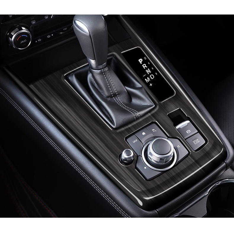 Mazda CX8 CX-8 แผงเกียร์ฝาครอบคอนโซล Windows สวิทช์ภายใน ABS สีดํา Woodgrain