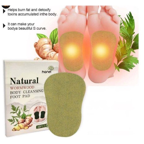 แผ่นแปะเท้าสมุนไพร ลดความเมื่อยล้า Natural Wormwood Body Cleansing foot Pads  ***1 กล่องบรรจุ 10 แผ่น***