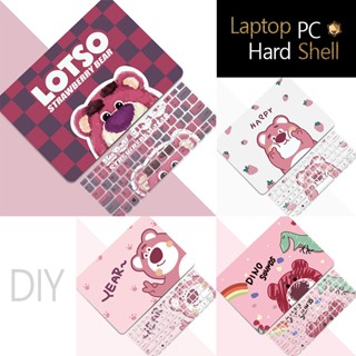 เคสป้องกันแล็ปท็อป ลายหมีสตรอเบอร์รี่ พร้อมฝาครอบคีย์บอร์ด สําหรับ macbook Pro 13 14 Air 13 M1 A442 A2337 A2338 A1990 A1466