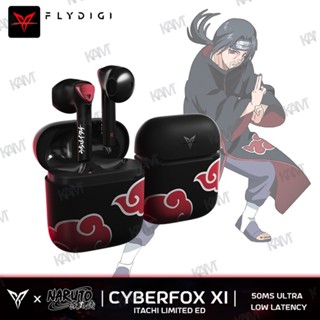 Kam FlyDiGi CyberFox X1 Naruto Limited Edition ชุดหูฟังสำหรับเล่นเกมบลูทู ธ ไร้สาย 50ms ความหน่วงต่ำพิเศษตัดเสียงรบกวนในหูสัมผัสชุดหูฟังสำหรับเล่นเกมเสียงสเตอริโอ HD