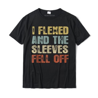 เสื้อยืดชาย วินเทจ I Flexed และแขนเสื้อลดลงจากฮาราจูกุฮาราจูกุเสื้อยืดด้านบนเสื้อเชิ้ตลดราคาผ้าฝ้ายปกติผู้ชายลําลอง