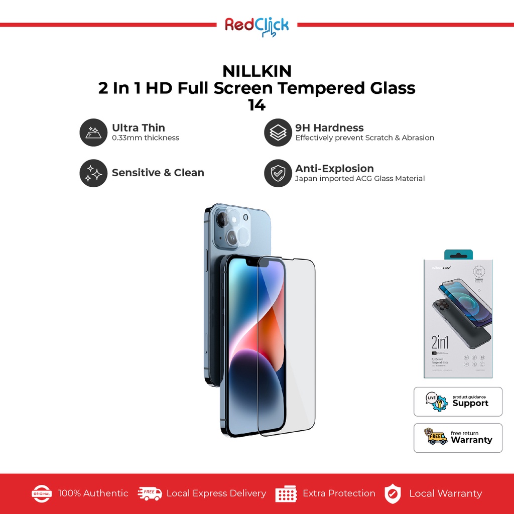 Nillkin A.Phone 14/13/12 Series 2 in 1 Kaca Terbaja + Filem Pelindung Kamera HD กระจกนิรภัยแบบเต็มหน