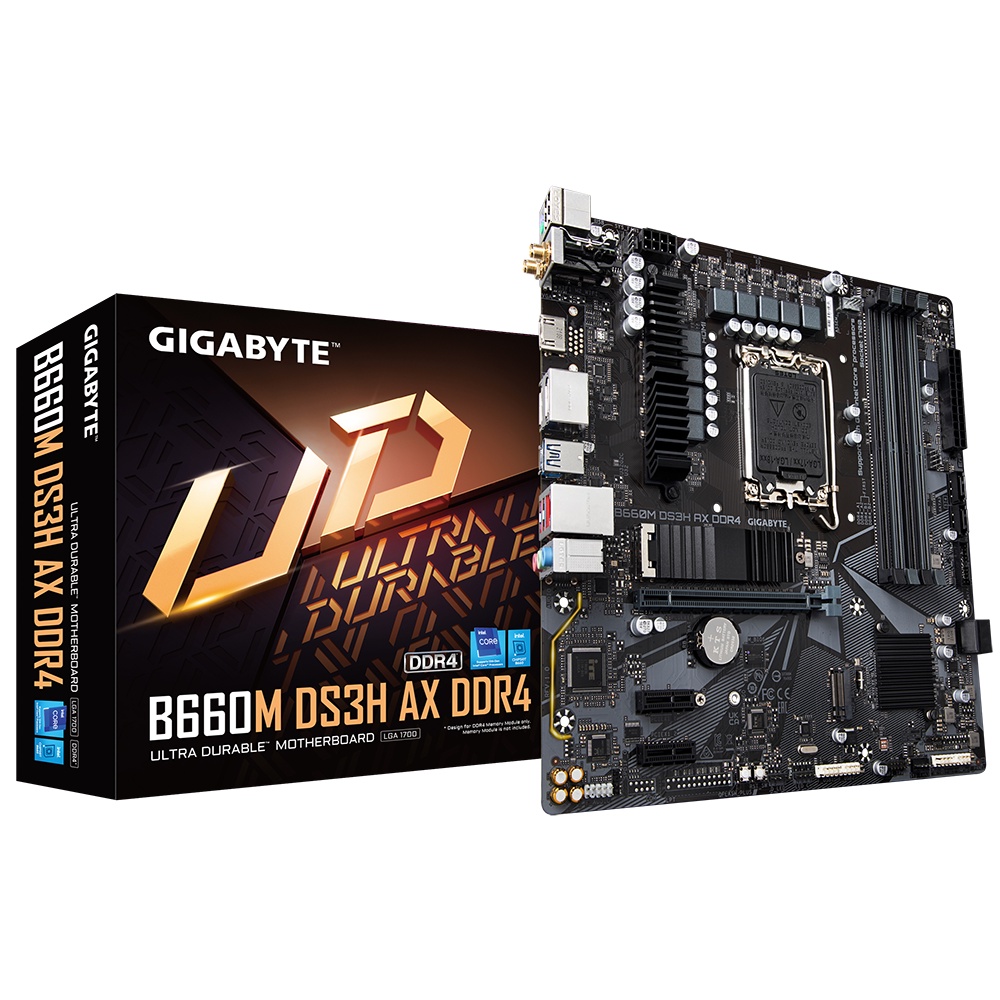 เมนบอร์ด Intel GIGABYTE B660M DS3H AX DDR4 mATX | แอลจีเอ 1700 โมโบ