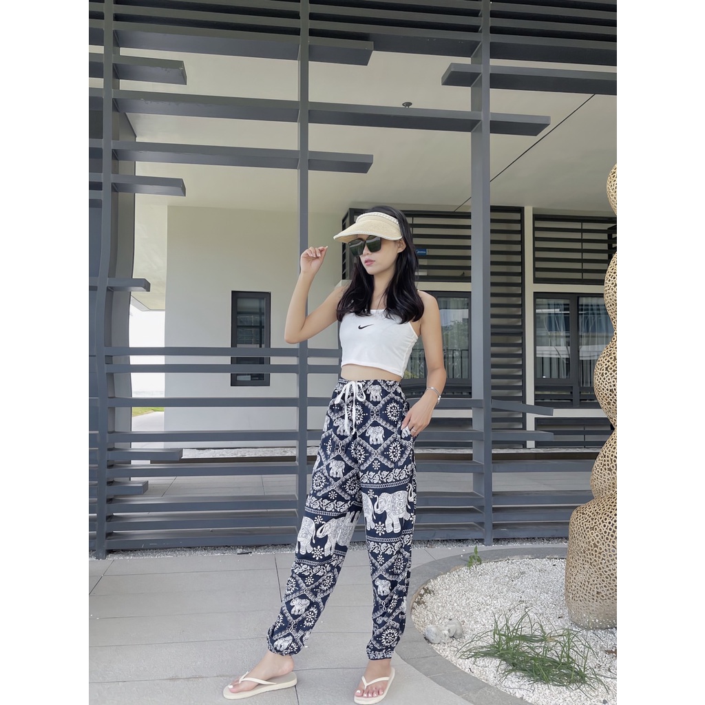 รุ่น-927 กางเกงผ้าสปันขายาวลายช้างมาใหม่มาแรงจ้า มีกระเป๋า2ข้าง ฟรีไซด์เอวยางยืด ผ้าหนานุ่มสวมใส่สบา