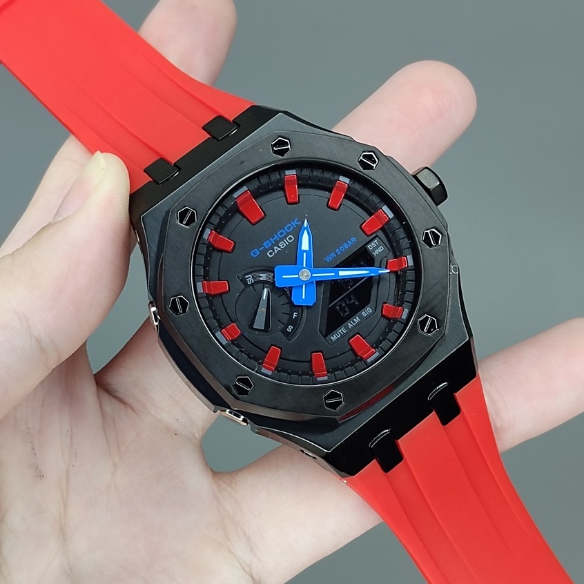GM-2100 GM-2100AP 12 RED TMJ CUSTOM TO AP ,STAINLESS STEEL HEAD/RUBBER STRAP/ATUOLIGHT/PREMIUM COPY