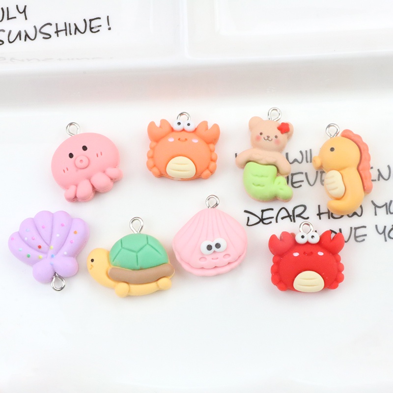 จี้เรซิ่น รูปปลาหมึกทะเล ปู เต่า ปลาหมึก ขนาดเล็ก แฮนด์เมด diy สําหรับทําเครื่องประดับ สร้อยคอ ต่างหู พวงกุญแจ