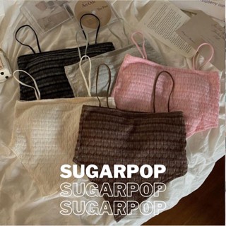 🍨🍭SugarPop🍬🍧 สายเดี่ยว ครอปทอป ผ้ายืด มีบราในตัว (Ref #187)