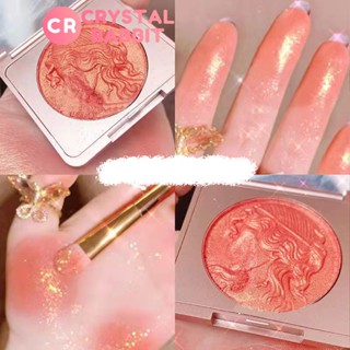 CRYSTAL RABBIT บลัชออน ติดทน กันน้ำ บลัชออนเม็ดสีแน่น สีสวย เนื้อฉ่ำวาว ขนาดพกพา มีกระจกให้ในตลับ