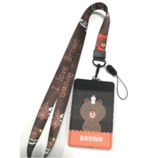 BROWN  สายคล้องคอ สายคล้องบัตร ที่ใส่บัตร ซองใส่บัตร ที่ใส่บัตร พร้อมสายคล้องคอ ลาย BROWN B OR   งานดี สวยงาม BY PMYL