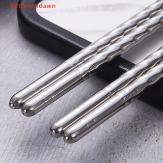 [Initiationdawn] Korean-style Metal Chops Round Thread Non-slip Handle Chops Childrens Adult Chops Stainless Steel Chops