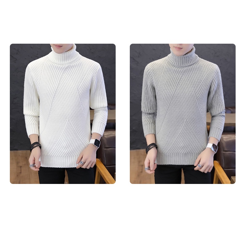 Striped Turtleneck Mens Sweaters Wool Pullover Sweater Male Oversized Turtle Neck Men Sweter Pull Jumper Korean Style Wh #4