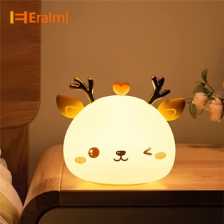 Eralml โคมไฟซิลิโคน Led รูปกวางน่ารัก 7 สี ปรับความสว่างได้ สําหรับตกแต่งห้อง