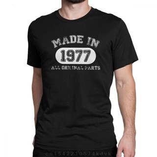 เสื้อวินเทจชาย ผู้ชายเสื้อยืดที่ทําในปี 1977 เสื้อยืดทุกส่วนเดิมสุขสันต์วันเกิดยอดนิยมแขนสั้นครบรอบปีเสื้อยืดเสื้อผ้า Co