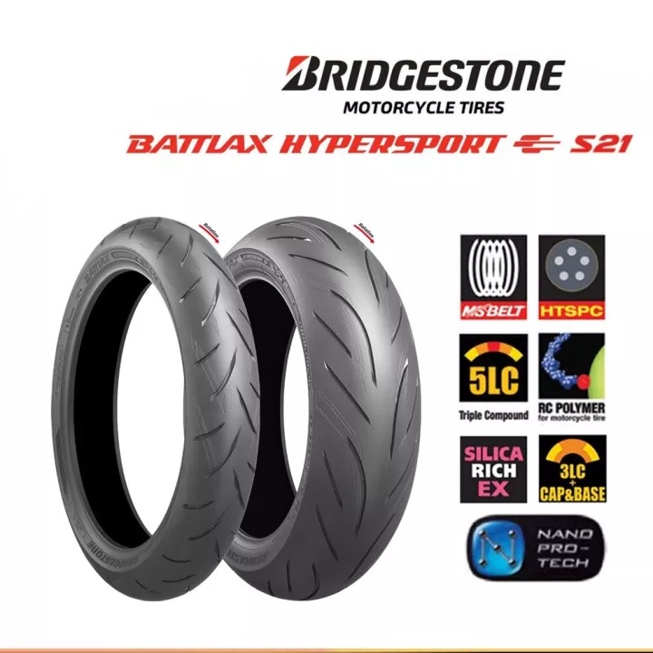 [ยางปี22] BRIDGESTONE : BATTLAX HYPERSPORT S21 ขอบ17 ยางนอก ยางบิ๊กไบค์ 650-1000 CC. CBR500F, CBR500
