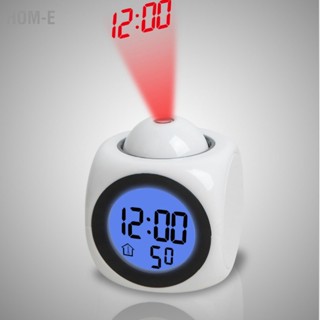 Hom-E Projector Table Clock Multifunction Plastic USB Charging LED Voice Function Projection Alarm for Bedroom